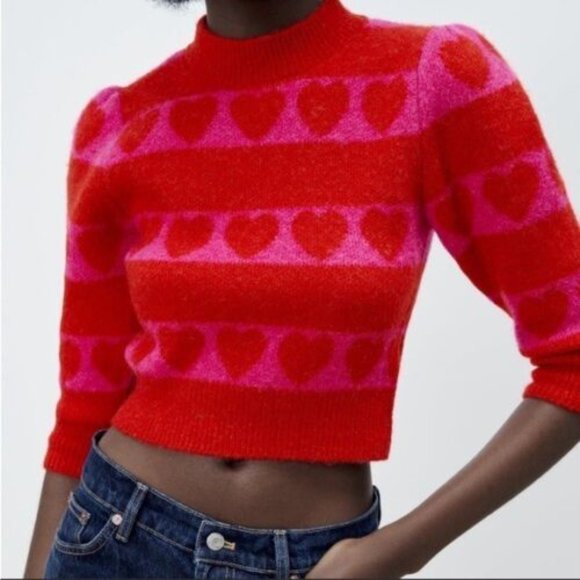 Zara hearts sweater, M - Picture 2 of 5